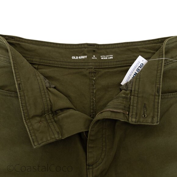 Old Navy Extra High Rise Wide Leg Mariner Jeans 8 P Olive Green Relaxed Fit NWT - Picture 3 of 10